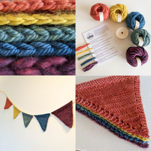 Yarn Tasting Naturally dyed Bunting/ Garland Knitting kit